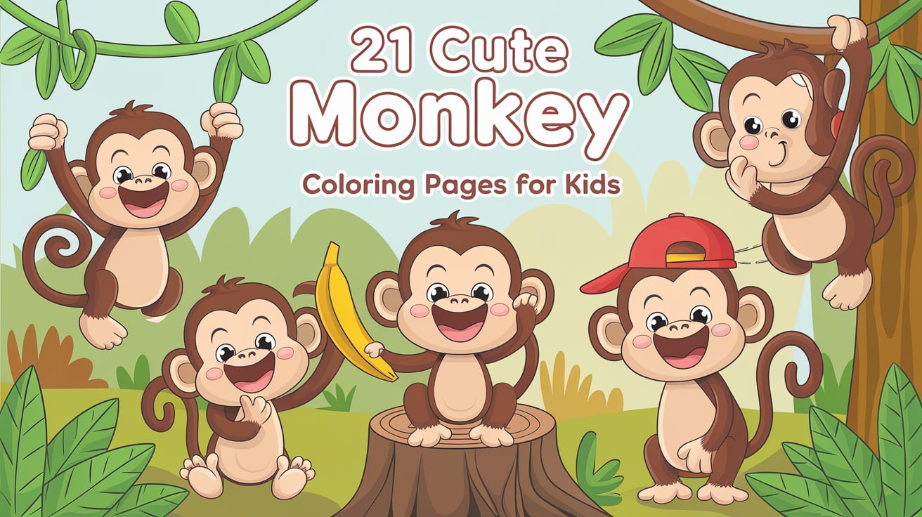 21 Cute Monkey Coloring Pages for Kids