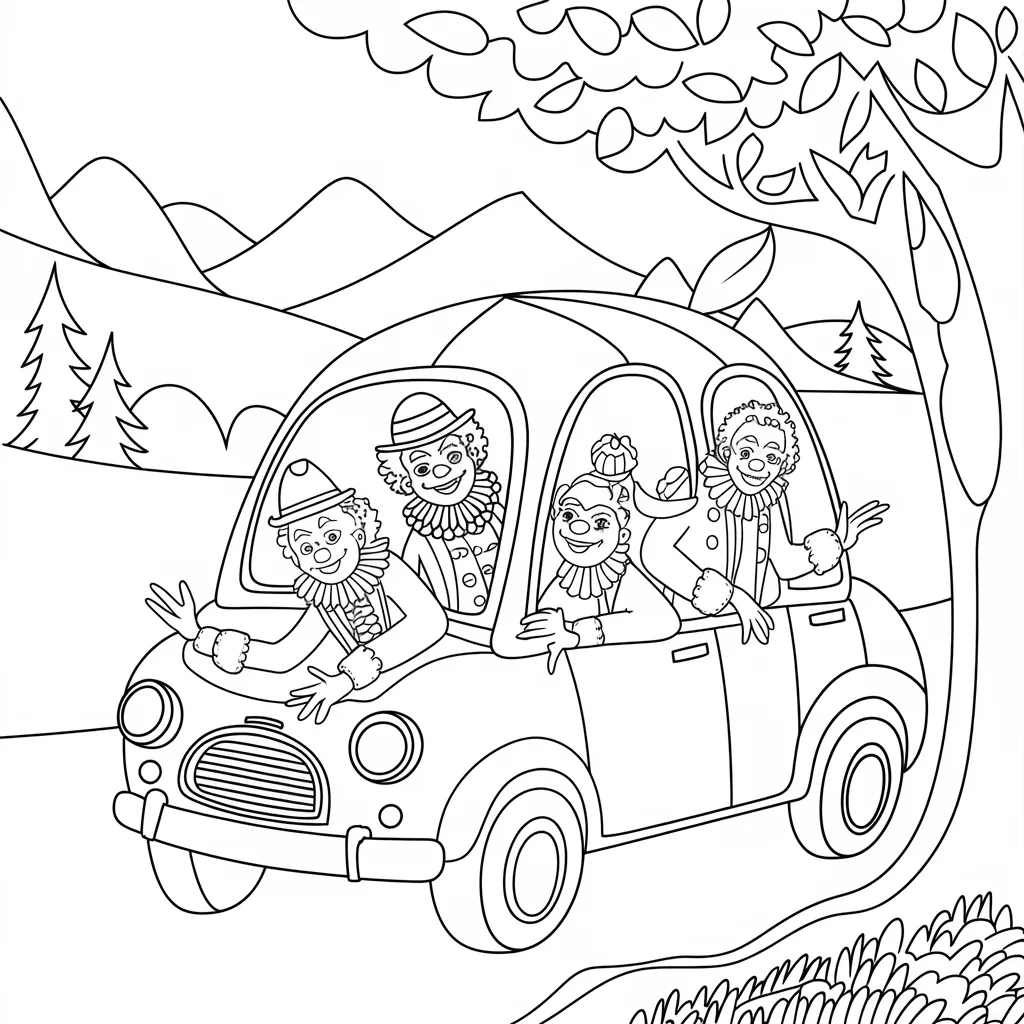 A_Clown_Car_with_Clowns_Spilling_Out