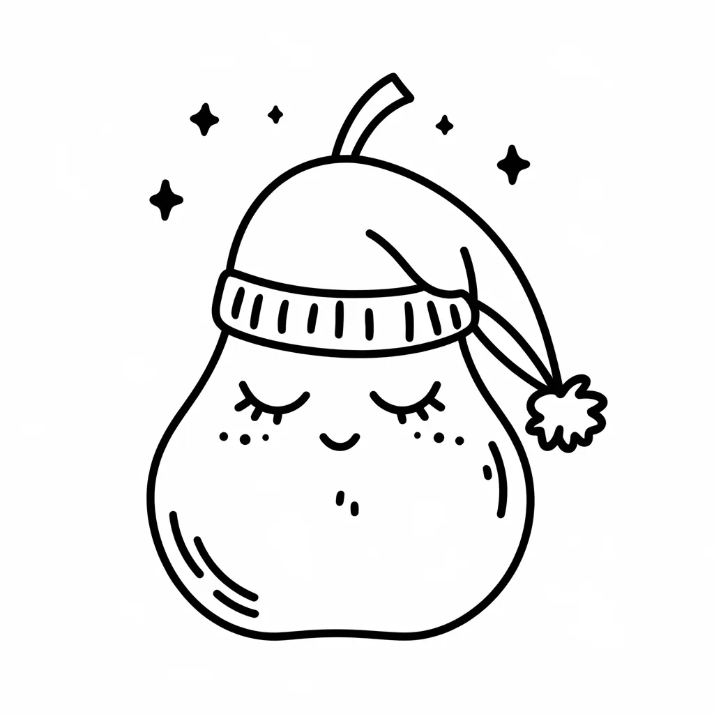 A_Sleepy_Pear_with_a_Tiny_Nightcap