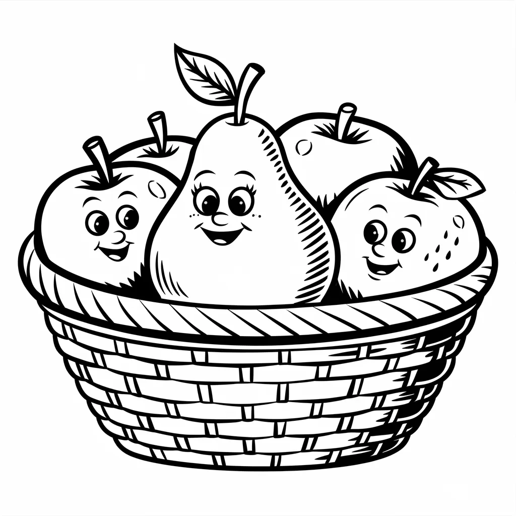 Baby_Pear_in_a_Basket_with_Other_Fruits