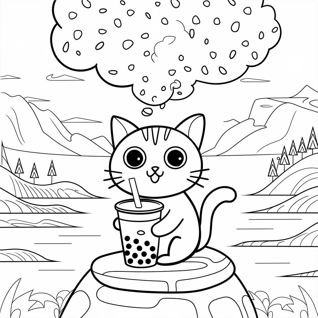 Boba_Cat_and_Its_Boba_Tea_Cloud_Floating_in_The_Sky