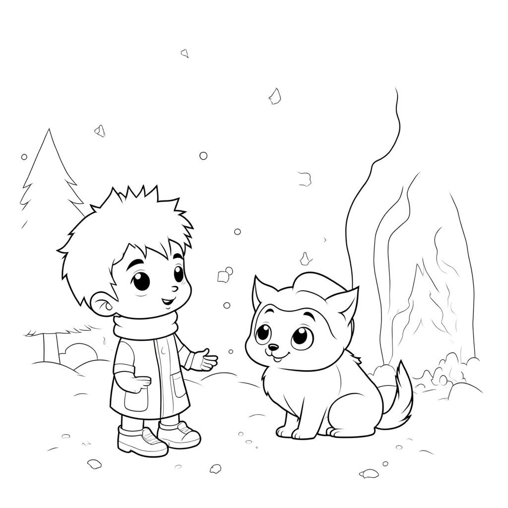Boy_and_His_Pet_Enjoying_Snow