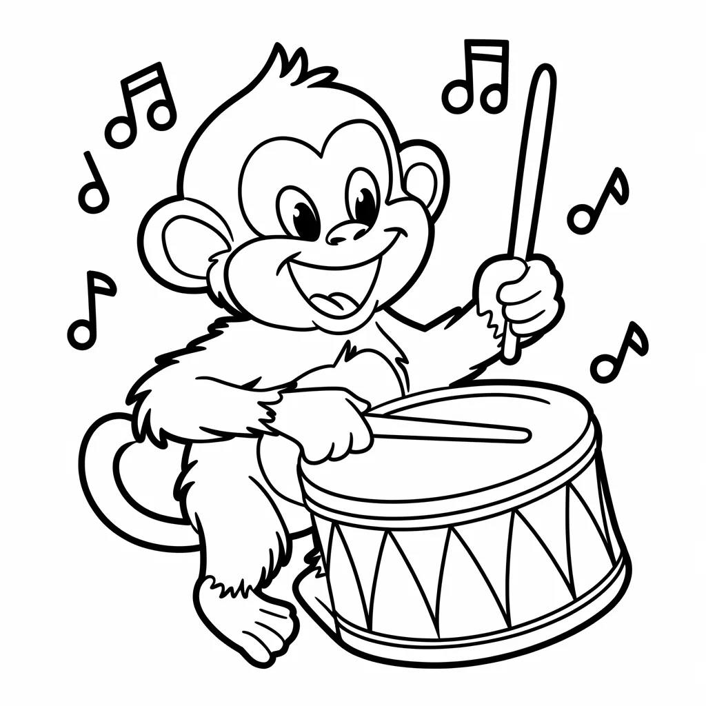 Cartoon_Monkey_Playing_a_Drum