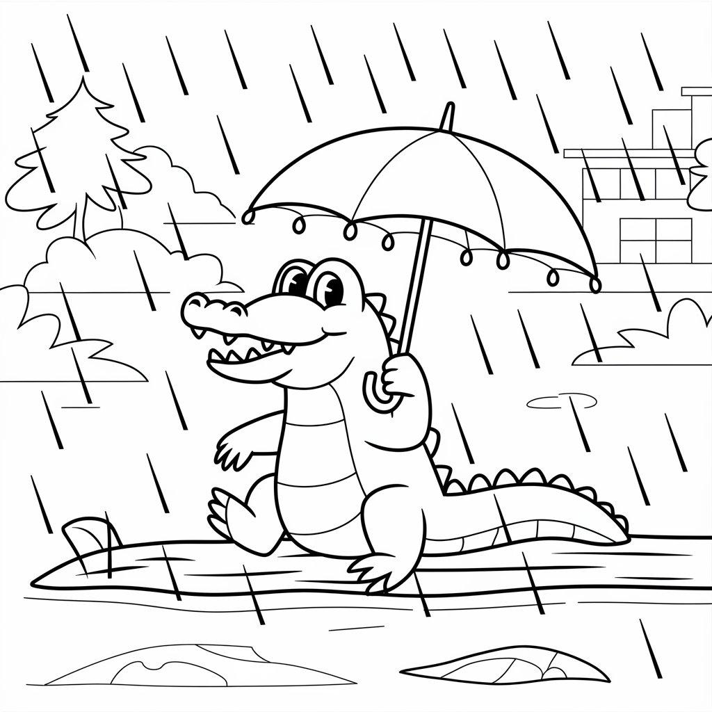 Crocodile_Playing_in_the_Rain_with_an_Umbrella