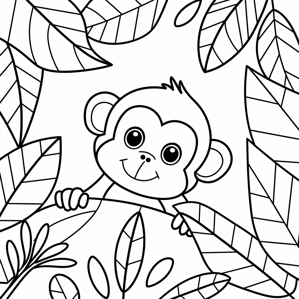 Curious_Monkey_Peeking_from_Behind_Leaves