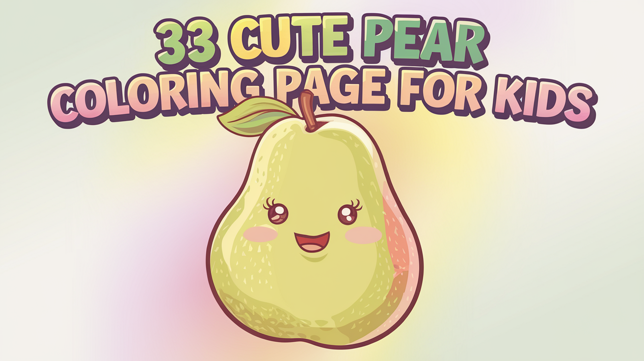 Cute Pear Coloring Page for Kids