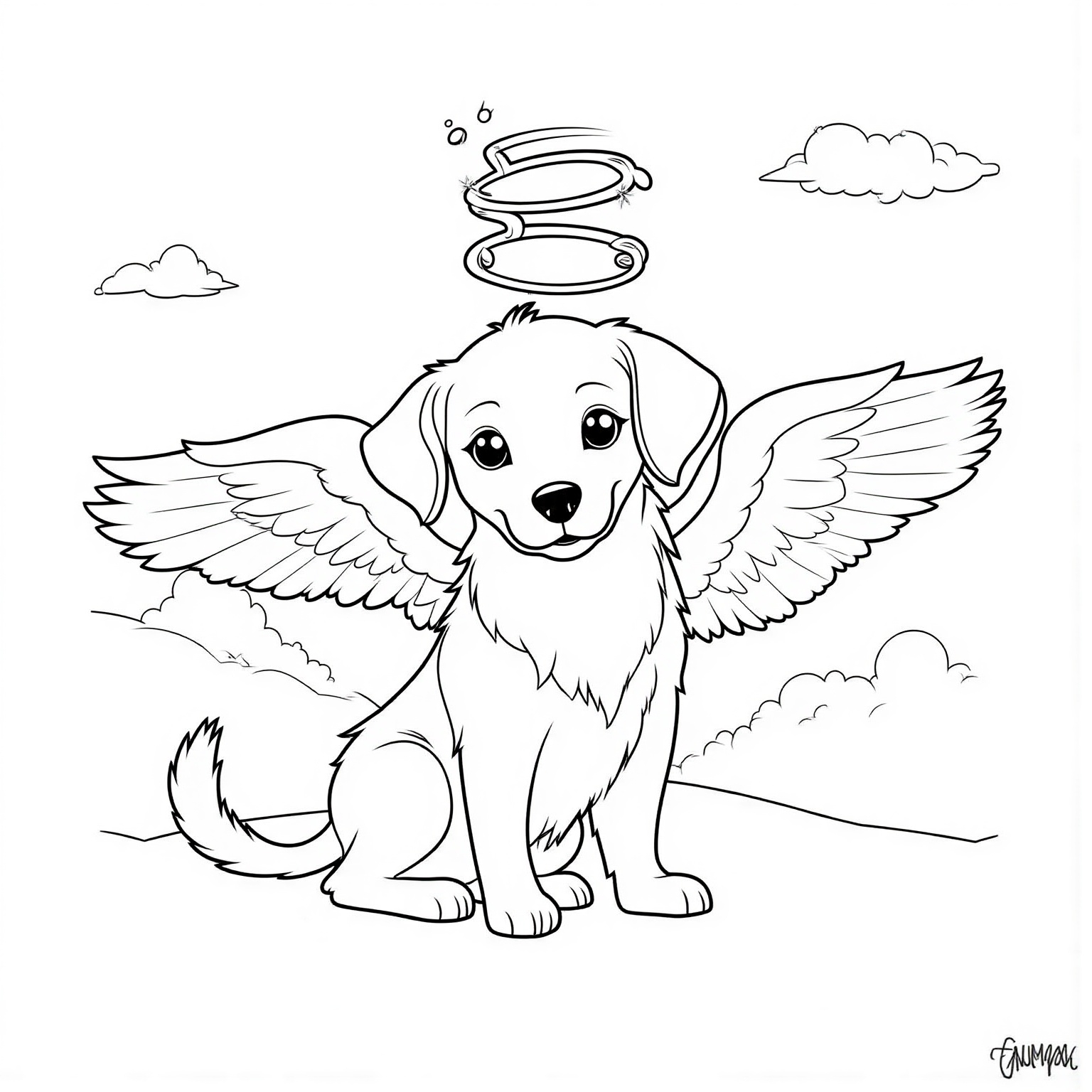 Dog with Angel Wings and A Halo