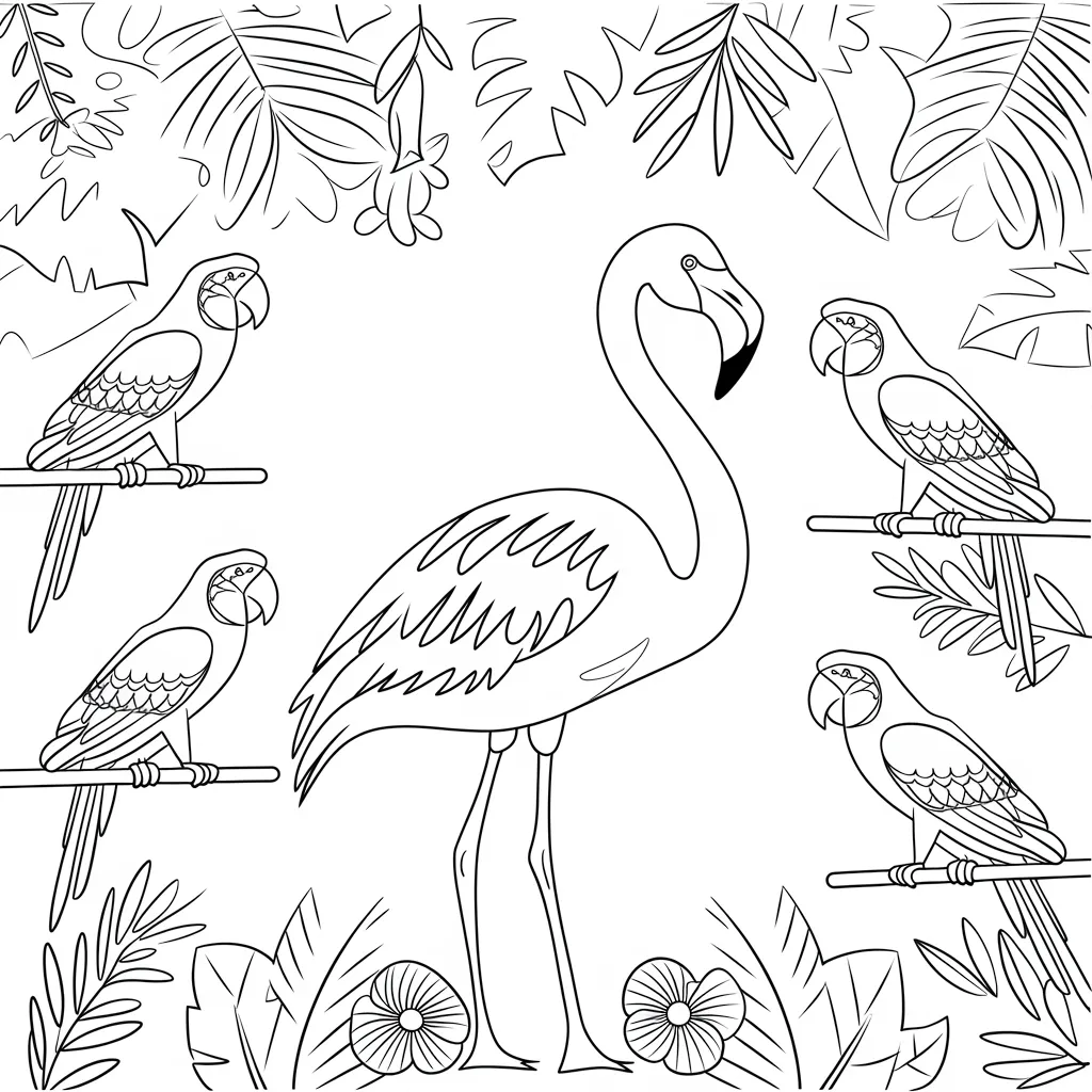 Flamingo_and_Parrots