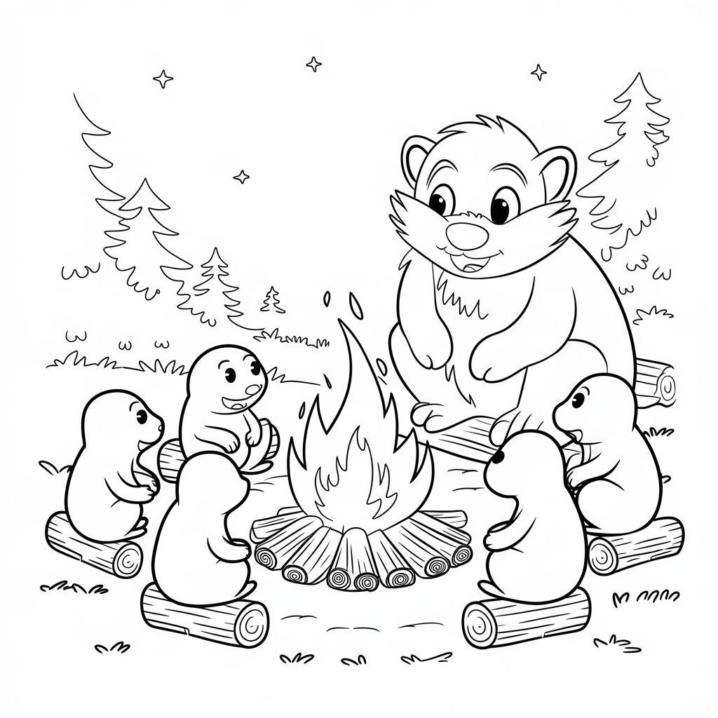 Grizzy_and_the_Lemmings_Near_a_Campfire