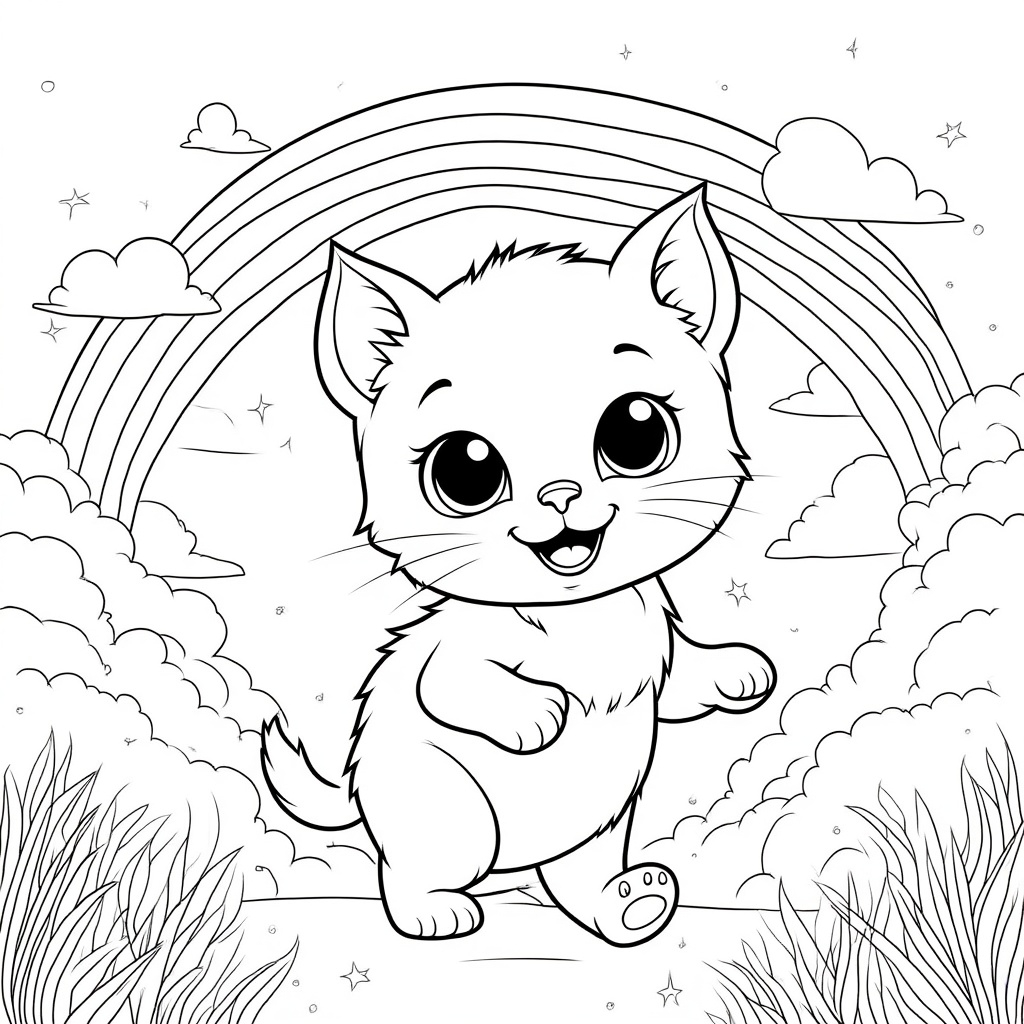 Kitten Dancing Under a Rainbow