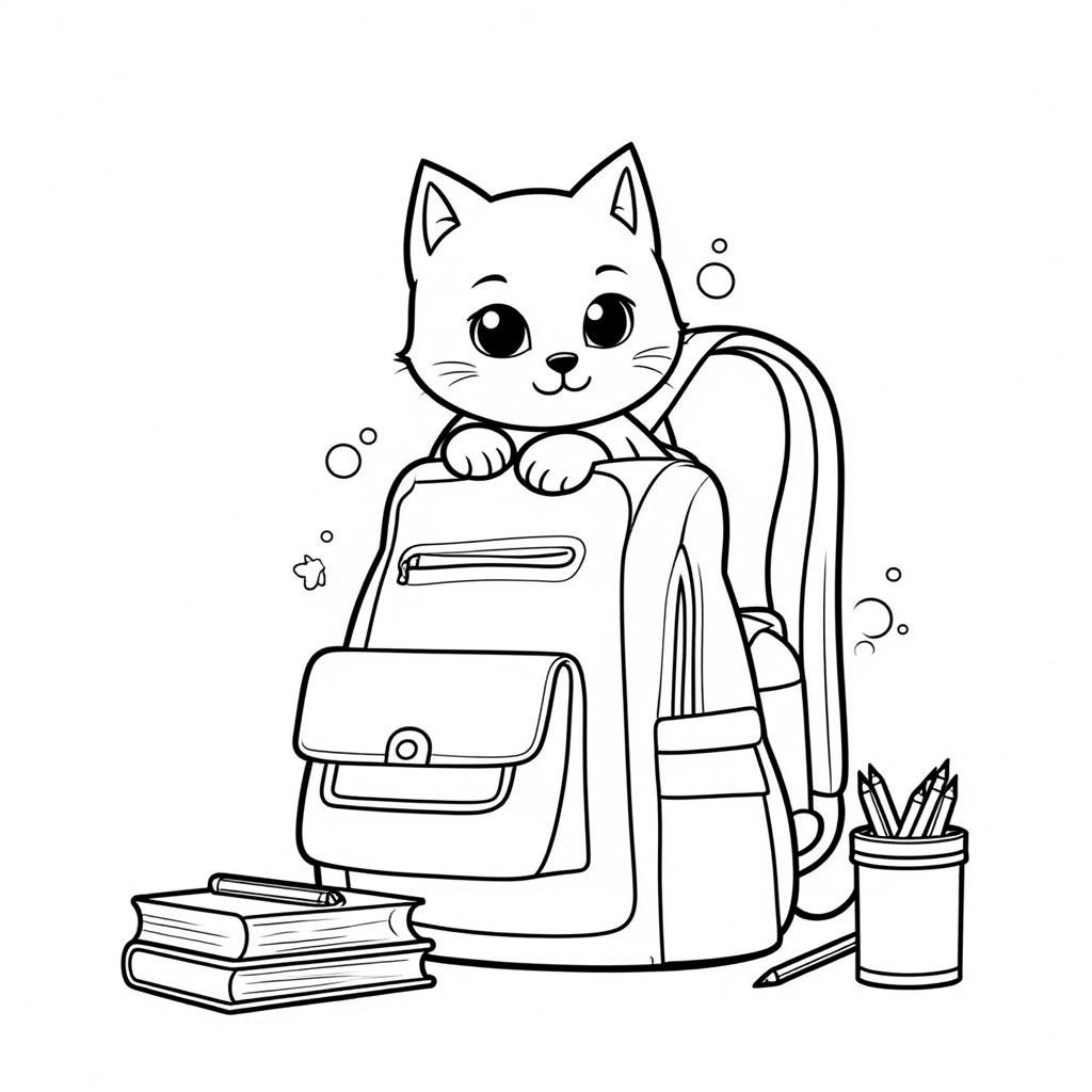 Kitten Peeking Out of a Backpack