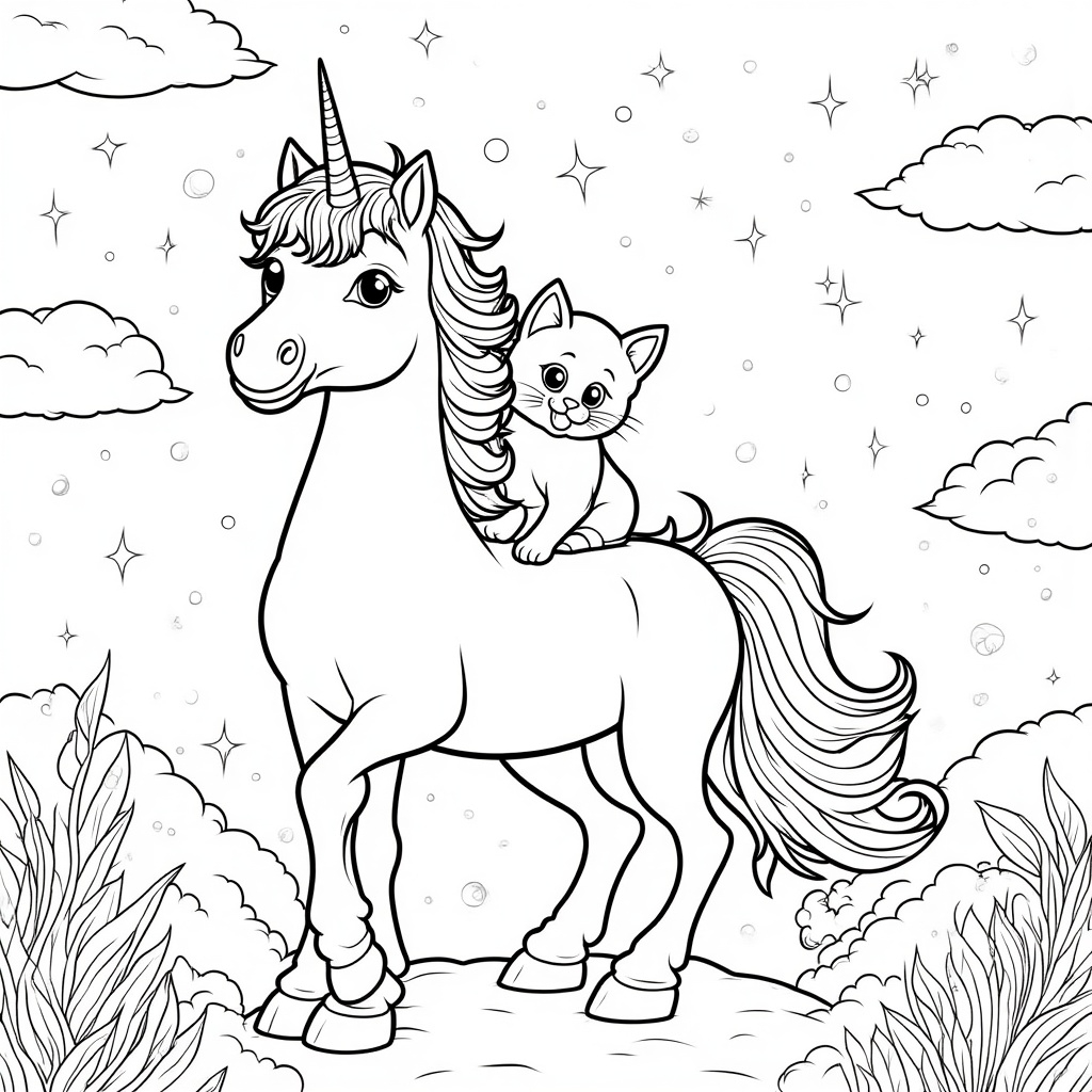 Kitten Riding a Unicorn