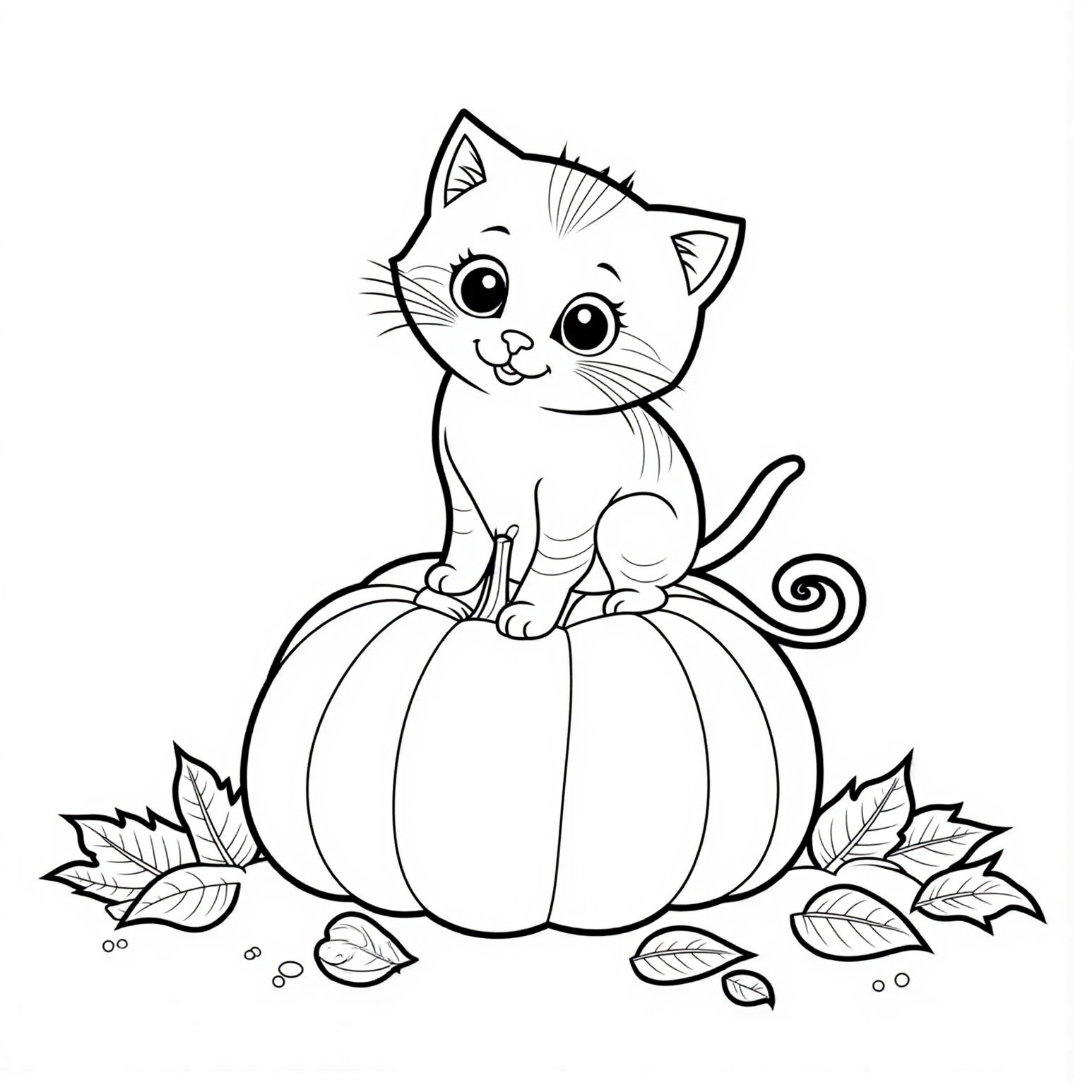 Kitten Sitting on a Pumpkin