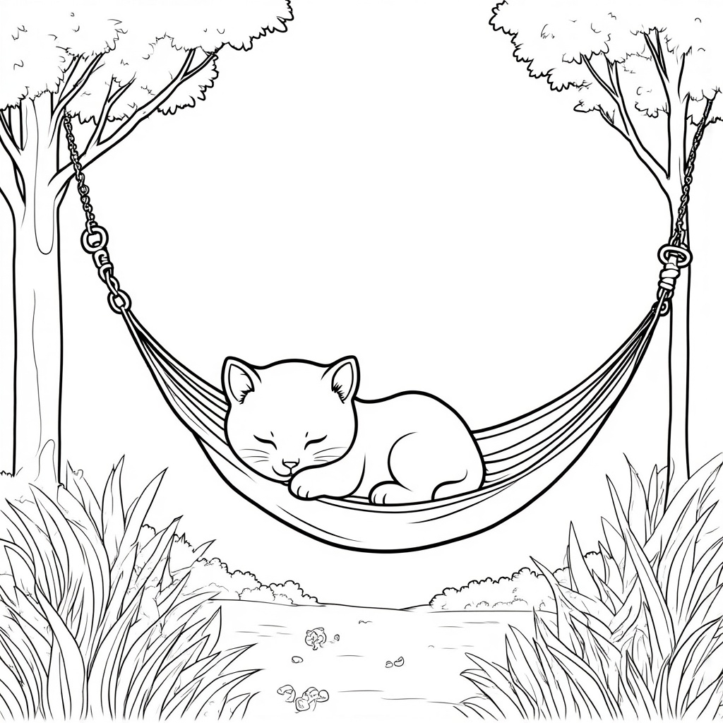 Kitten Sleeping in a Hammock