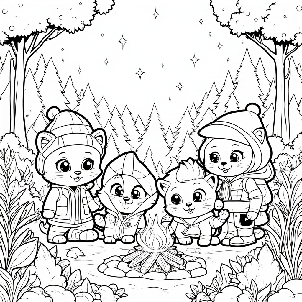 Kitten and Friends on a Camping Trip