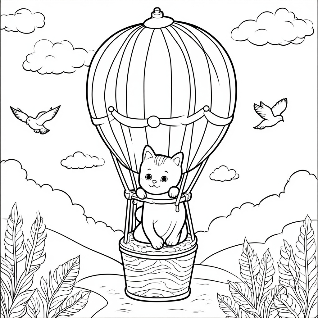 Kitten in a Hot Air Balloon