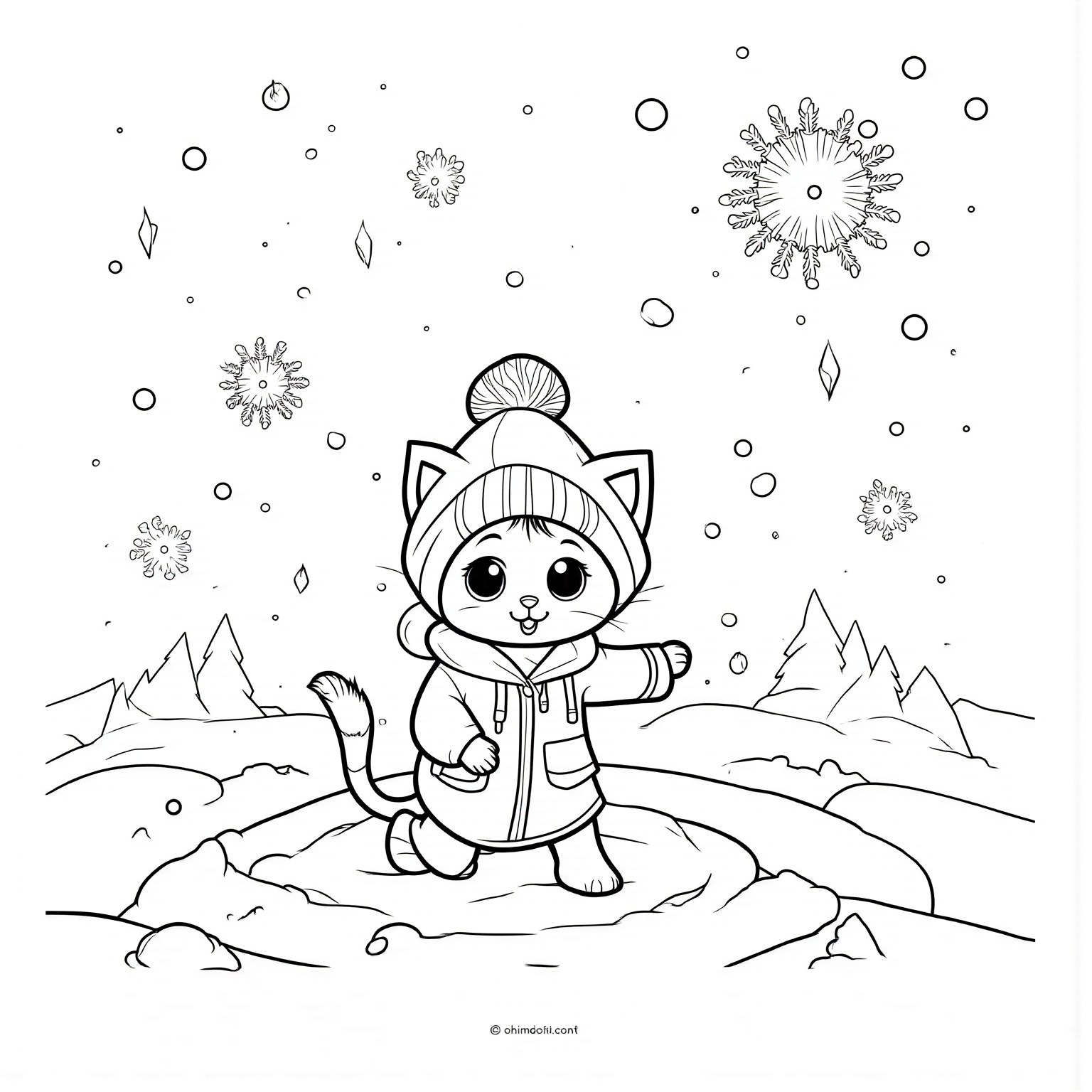 Kitten in a Snowy Winter Wonderland