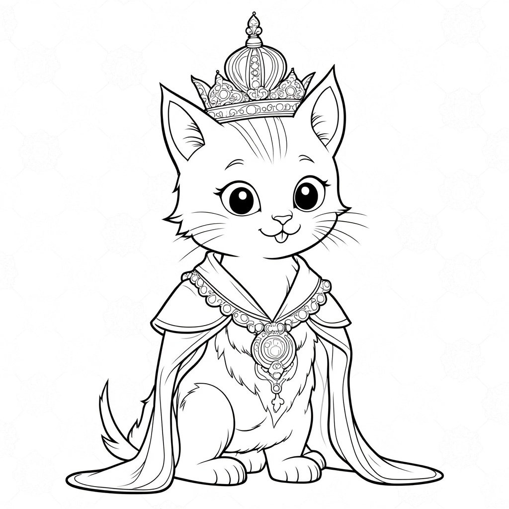 Kitten with a Crown and Royal Robes