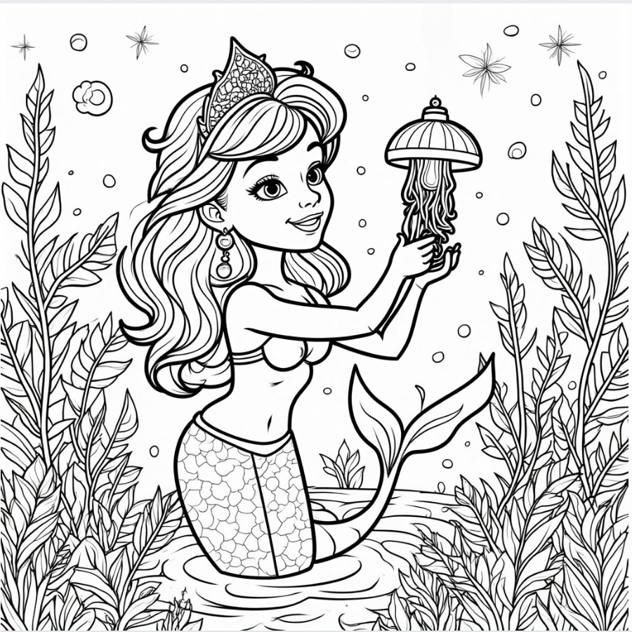 Mermaid Holding a Lantern Jellyfish