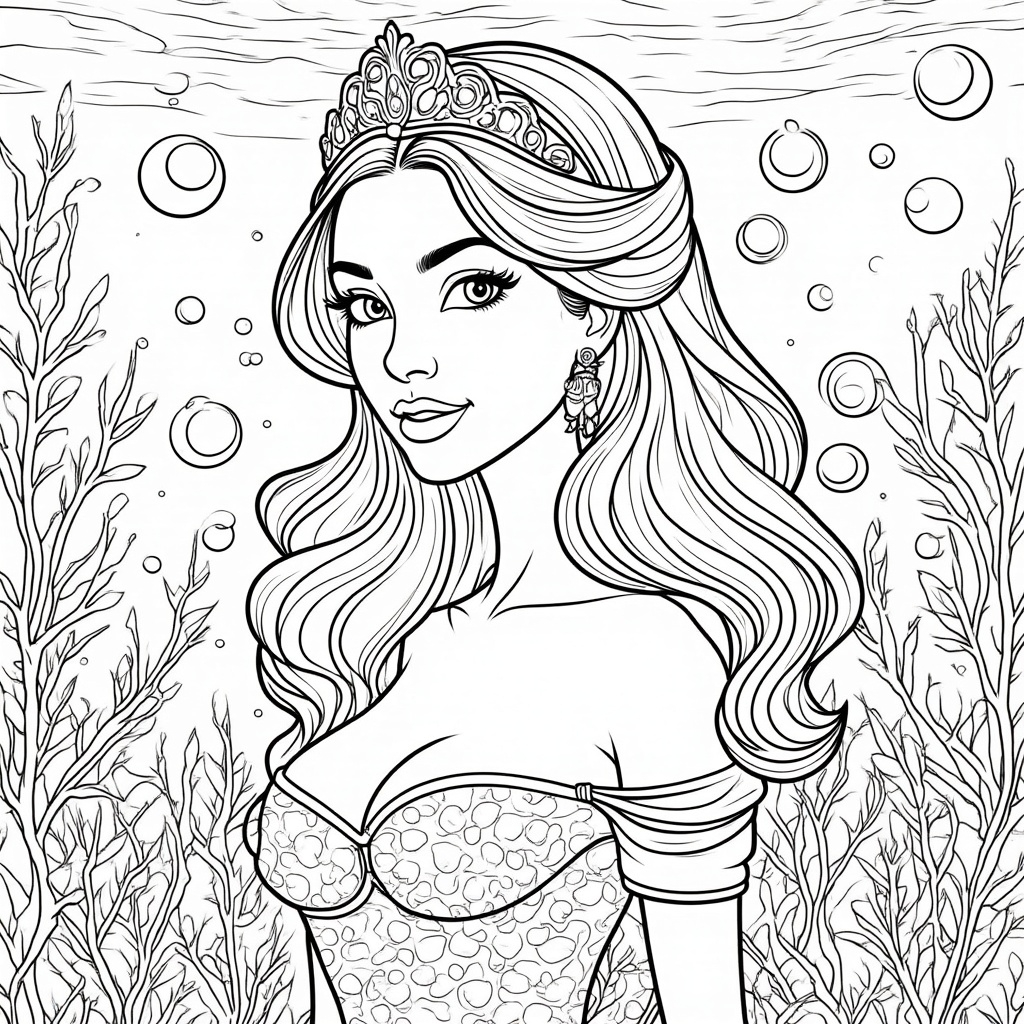 Mermaid Surrounded by Floating Pearls