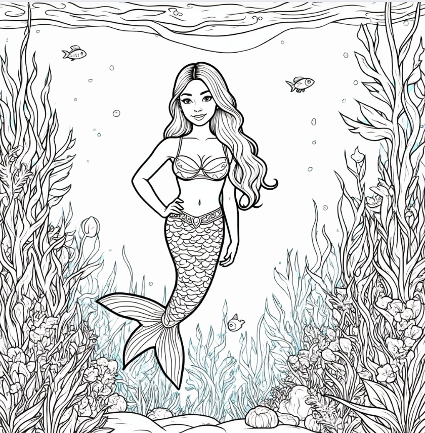 Mermaid in an Underwater Garden