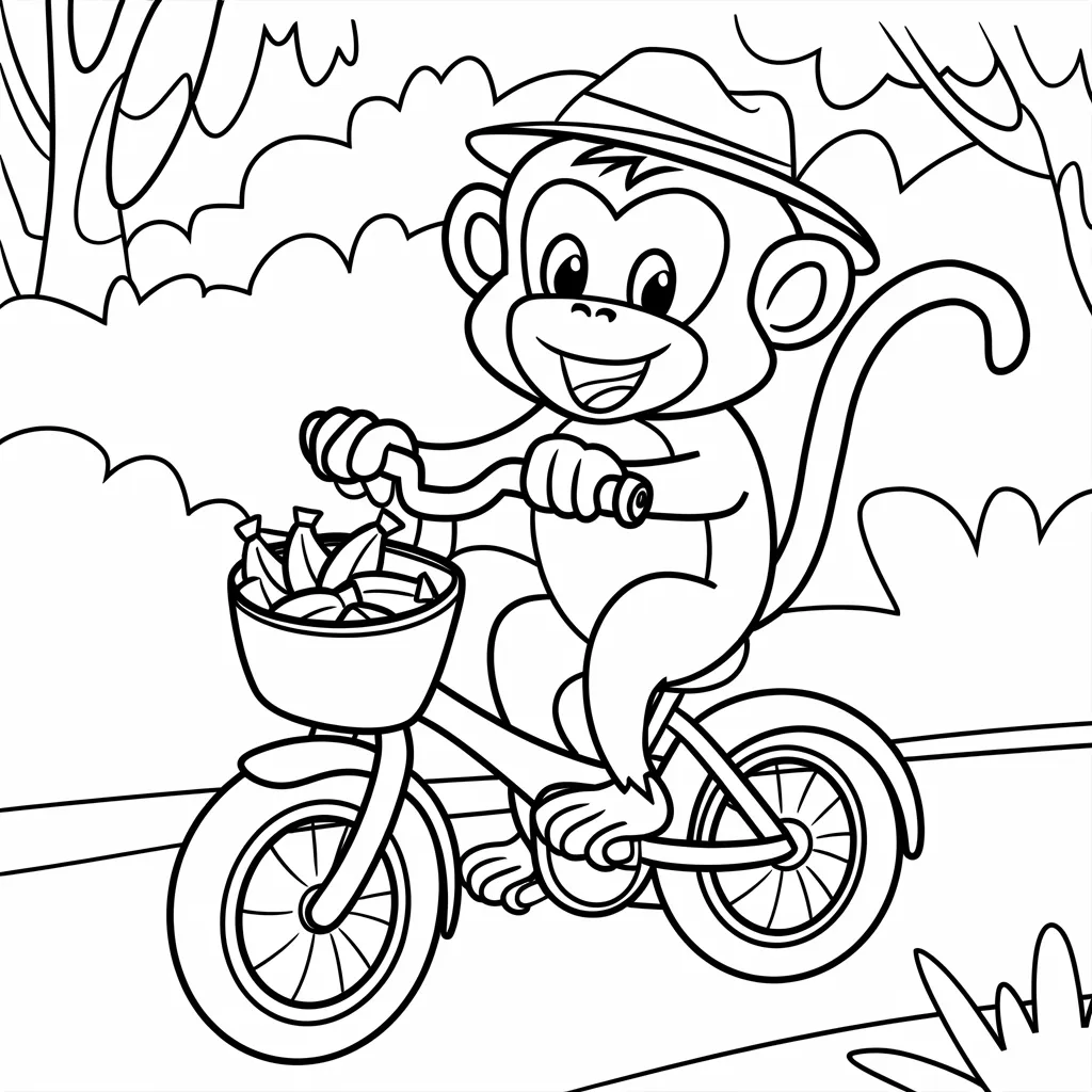 Monkey_Riding_a_Bicycle_with_a_Basket_of_Bananas