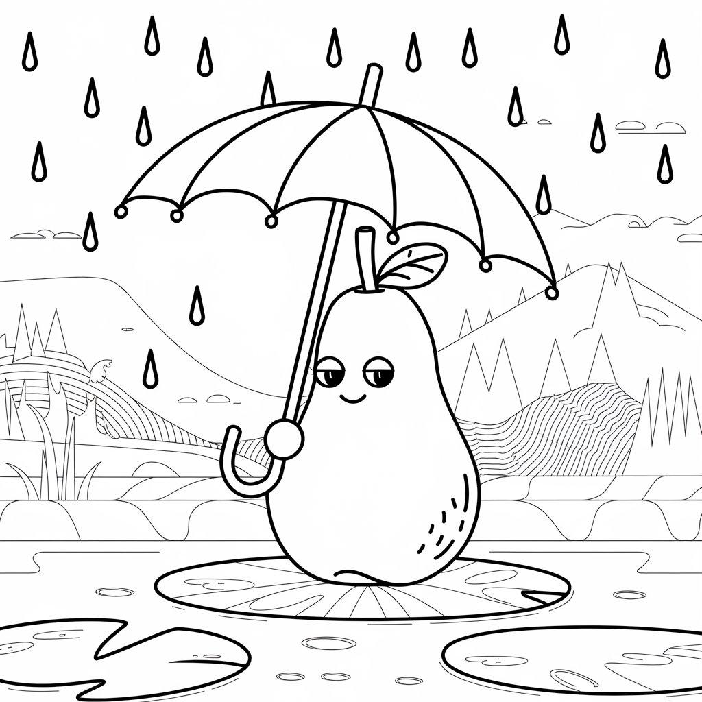 Pear_Standing_Under_an_Umbrella_in_the_Rain
