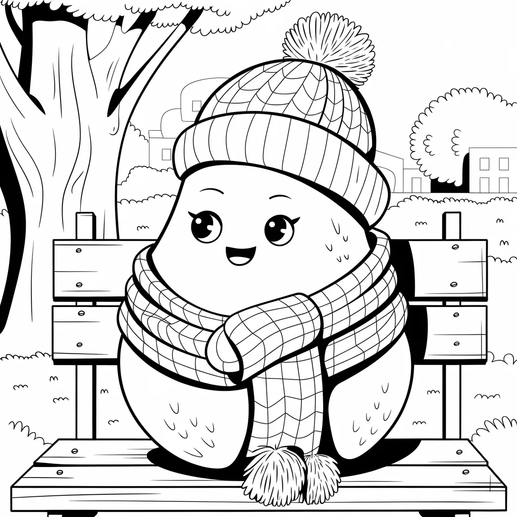 Pear_Wearing_Winter_Clothes_Scarf_and_Hat
