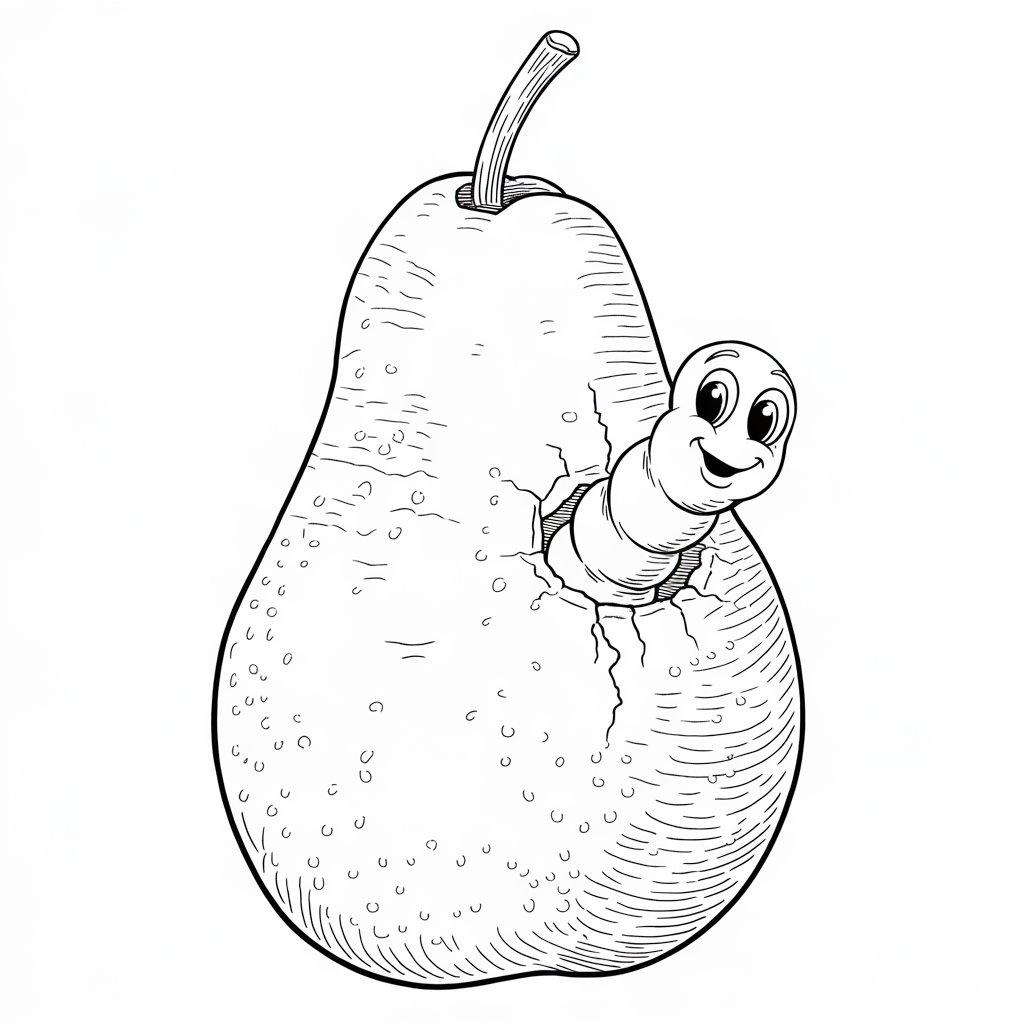 Pear_with_a_Tiny_Worm_Peeking_Out
