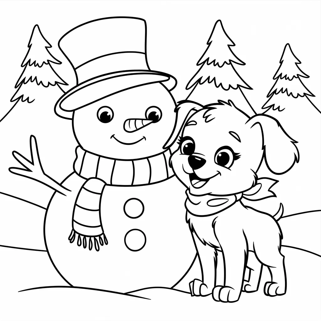 Puppy_by_a_Snowman