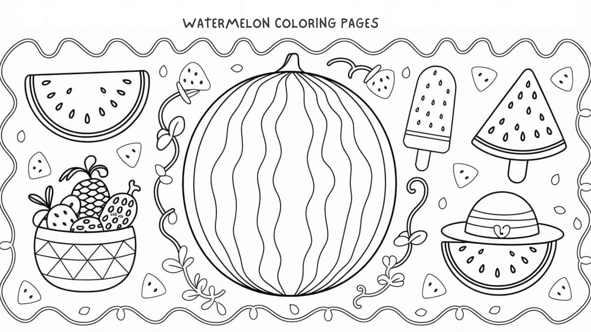Simple and Cute Watermelon Coloring Page