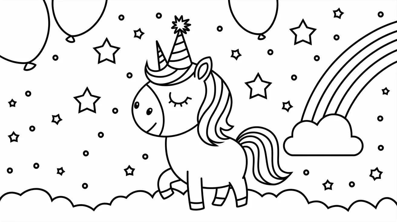 Unicorn_Birthday_Hat_Coloring_Page