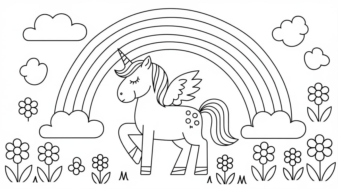 Unicorn_in_a_Rainbow_Coloring_Page