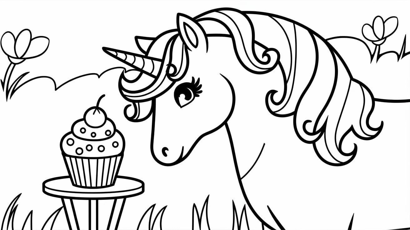 Unicorn_with_a_Cupcake_Coloring_Page