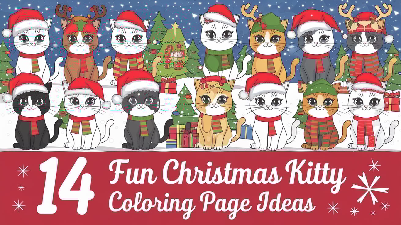 christmas kitty coloring page