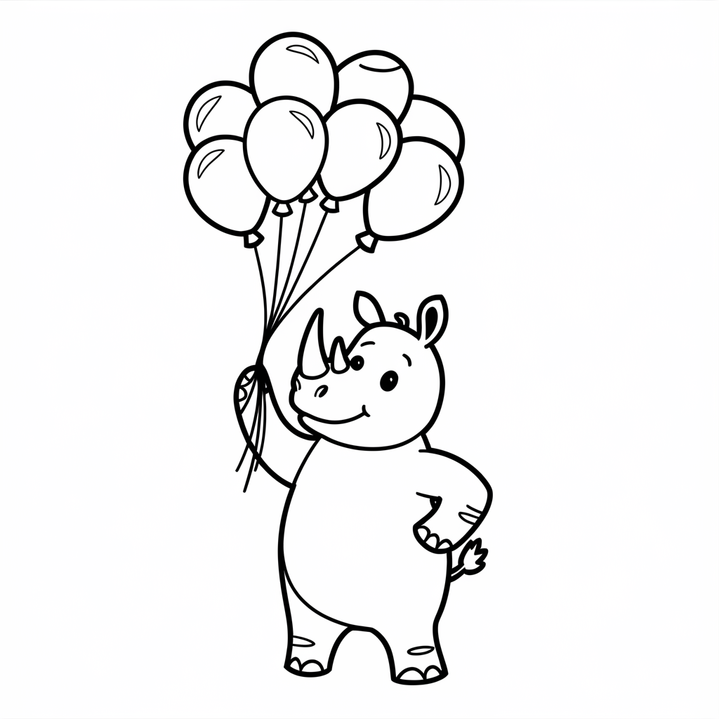 A_whimsical_take_featuring_our_cheerful_rhino_friend_celebrating_with_balloons_This_playful_design_brings_joy_and_imagination_to_your_coloring_session