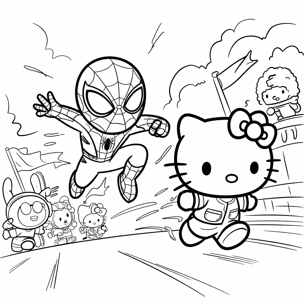 Hello_Kitty_and_Spider-Man_in_a_Friendly_Race