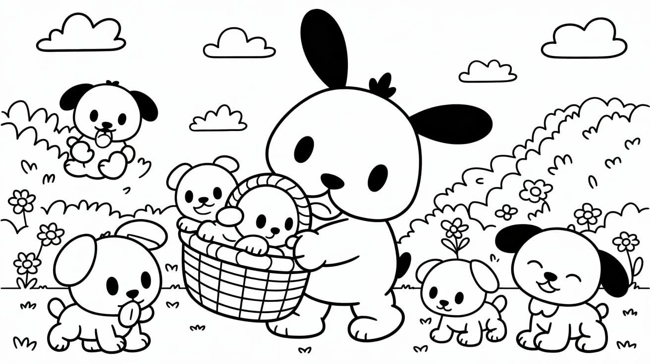 Pochacco_with_a_Basket_of_Puppies