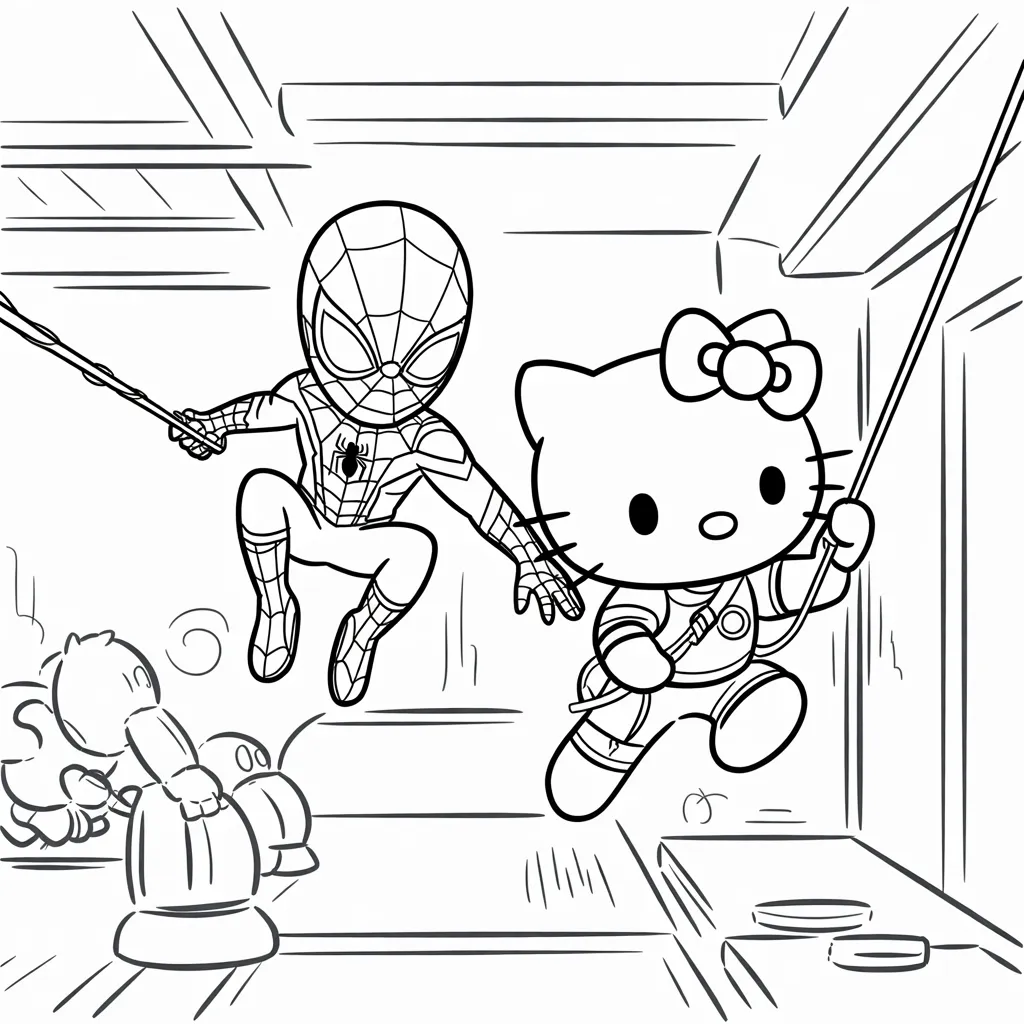 Spider-Man_and_Hello_Kitty_in_Superhero_Training