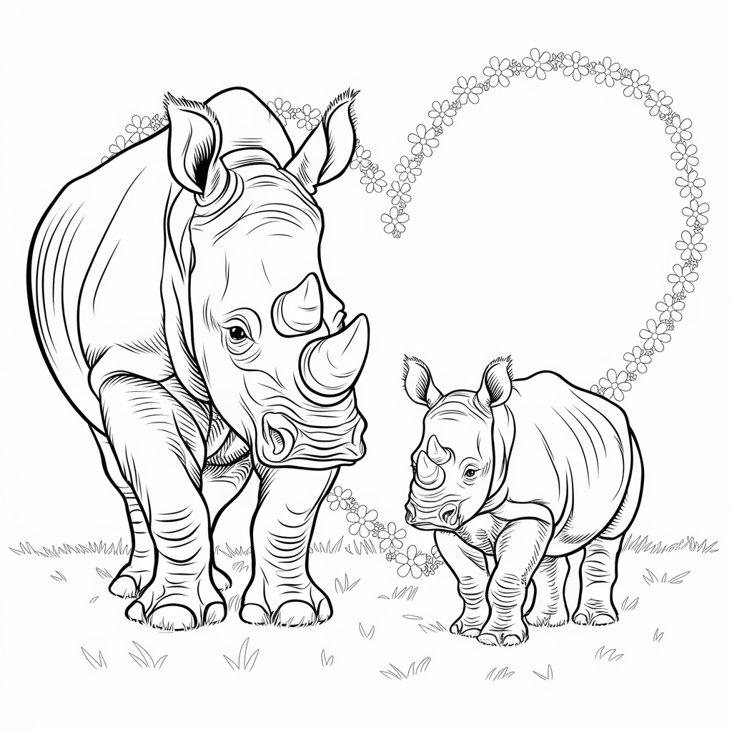 This_endearing_scene_celebrates_the_special_bond_between_rhinos_It_features_a_sweet_moment_between_parent_and_child_framed_by_a_loving_heart_motif