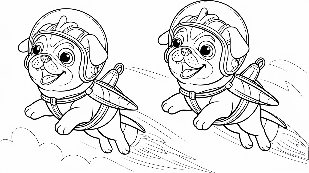 Bingo and Rolly Flying with Jetpacks