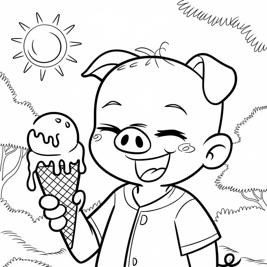 George Pig with a Melting Ice Cream