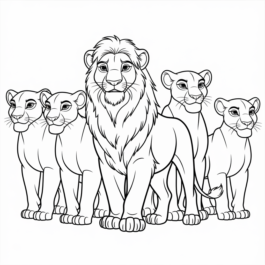Mufasa Surrounded by Other Pride Lions