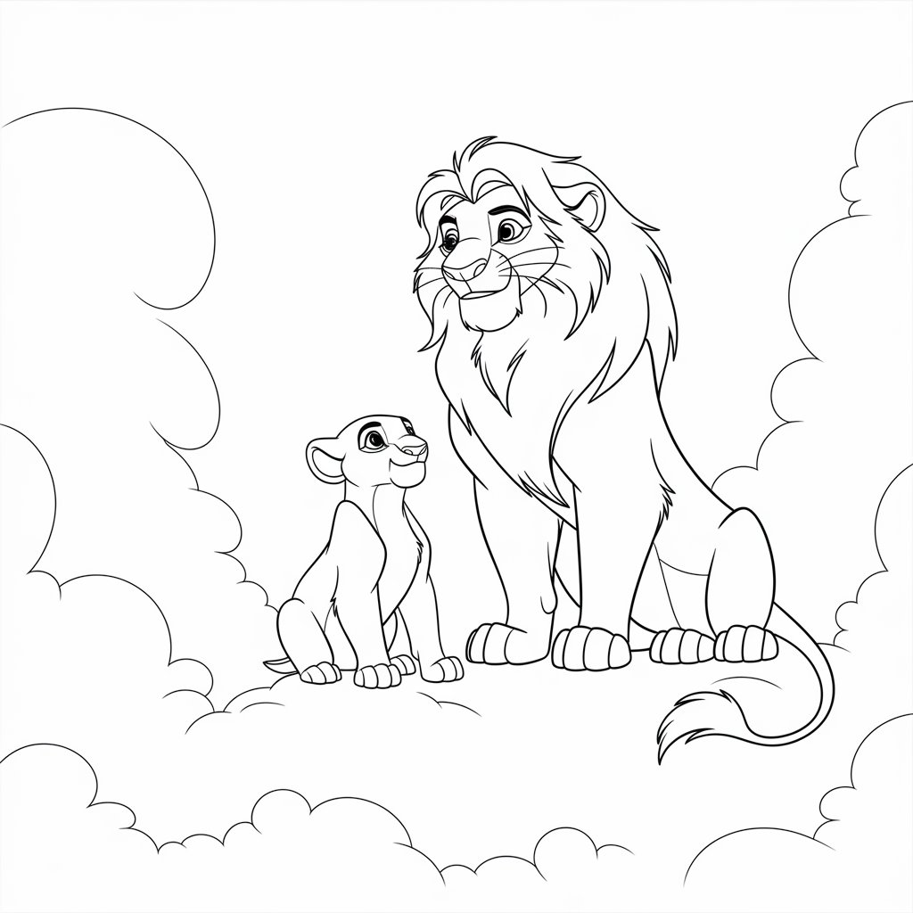 Mufasa Watching Over Simba from Above