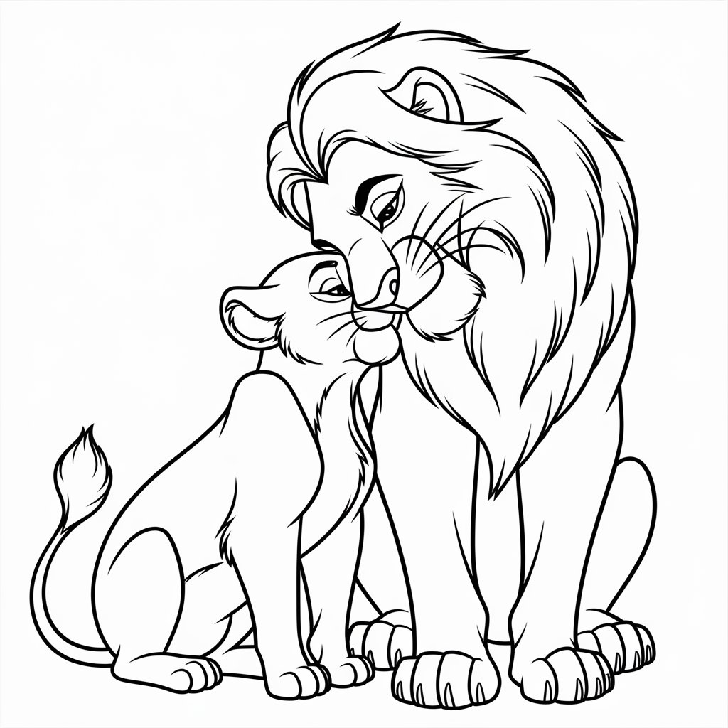 Mufasa and Simba Nuzzling