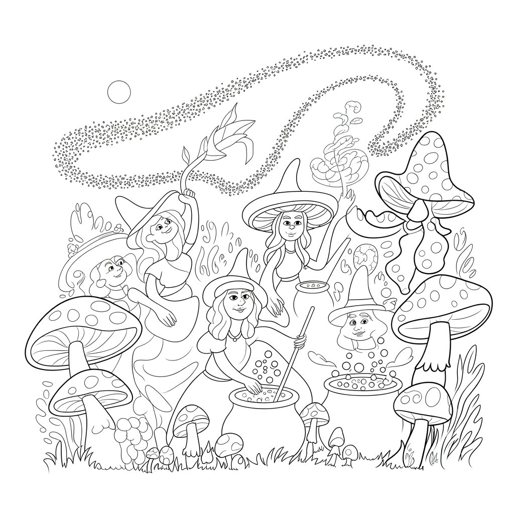 Mushroom Witch Gathering