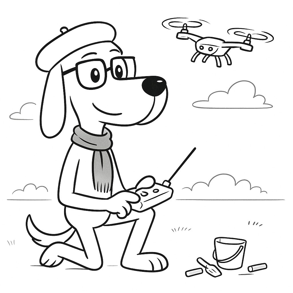 Paw Barker Flying a Drone