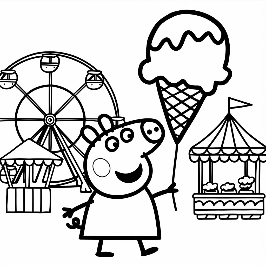 Peppa Pig with an Ice Cream Shaped Balloon