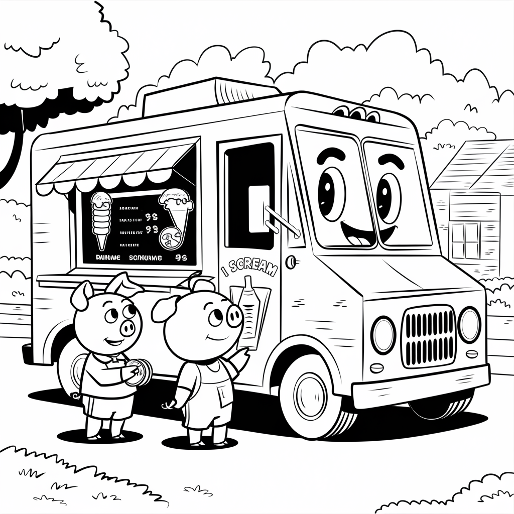 Peppa and George at the Ice Cream Truck