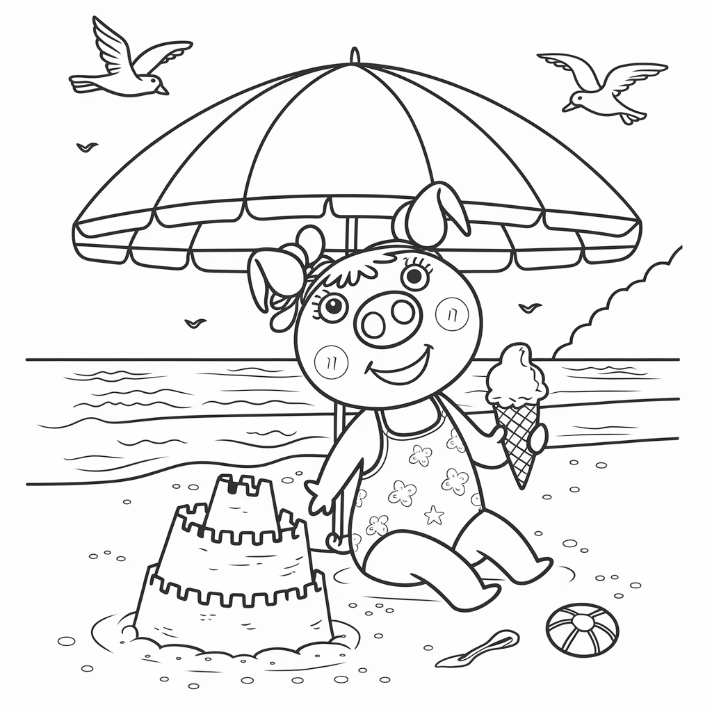 Peppa at the Beach with Ice Cream
